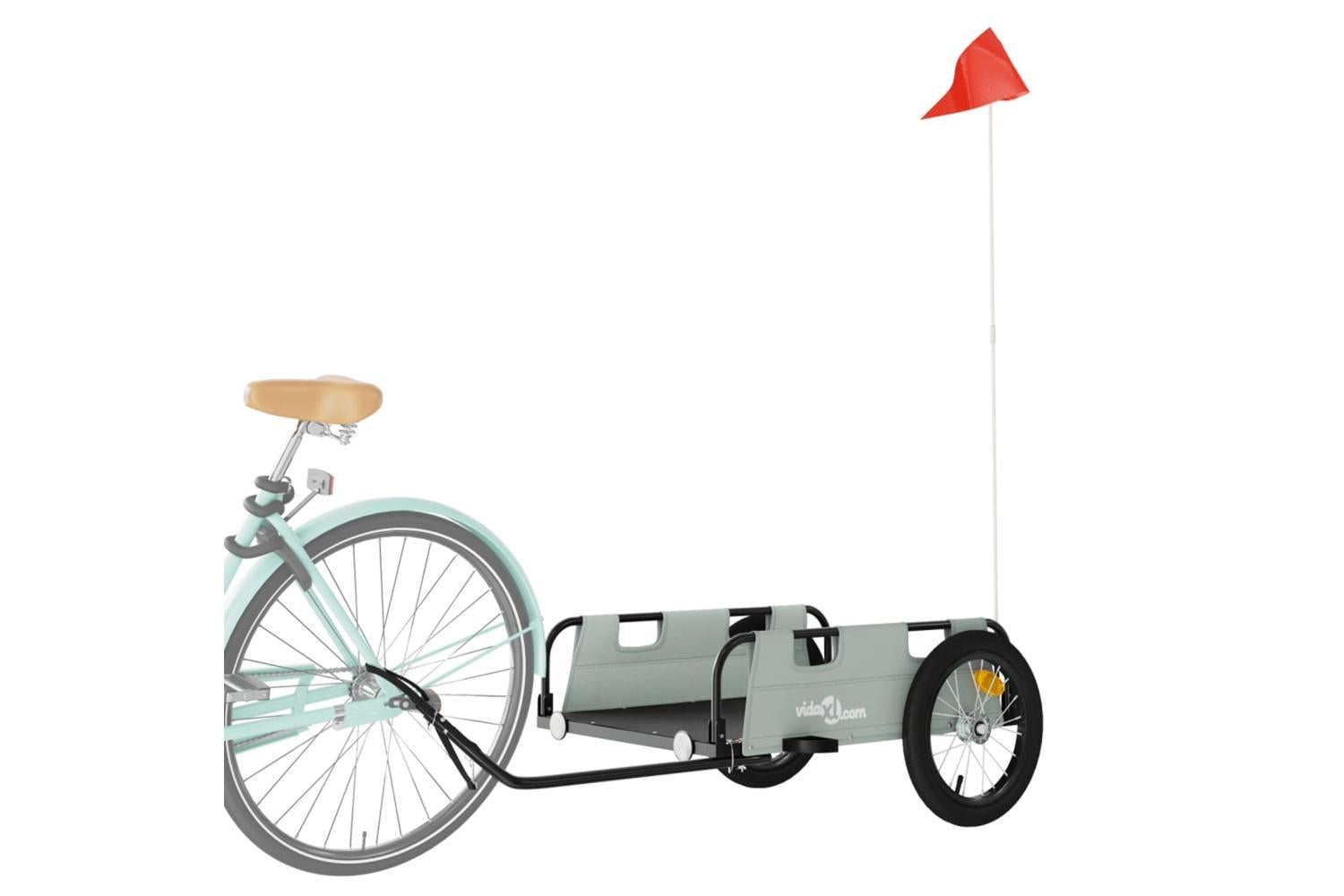 Vidaxl Bike Trailer Grey Oxford Fabric And Iron-3