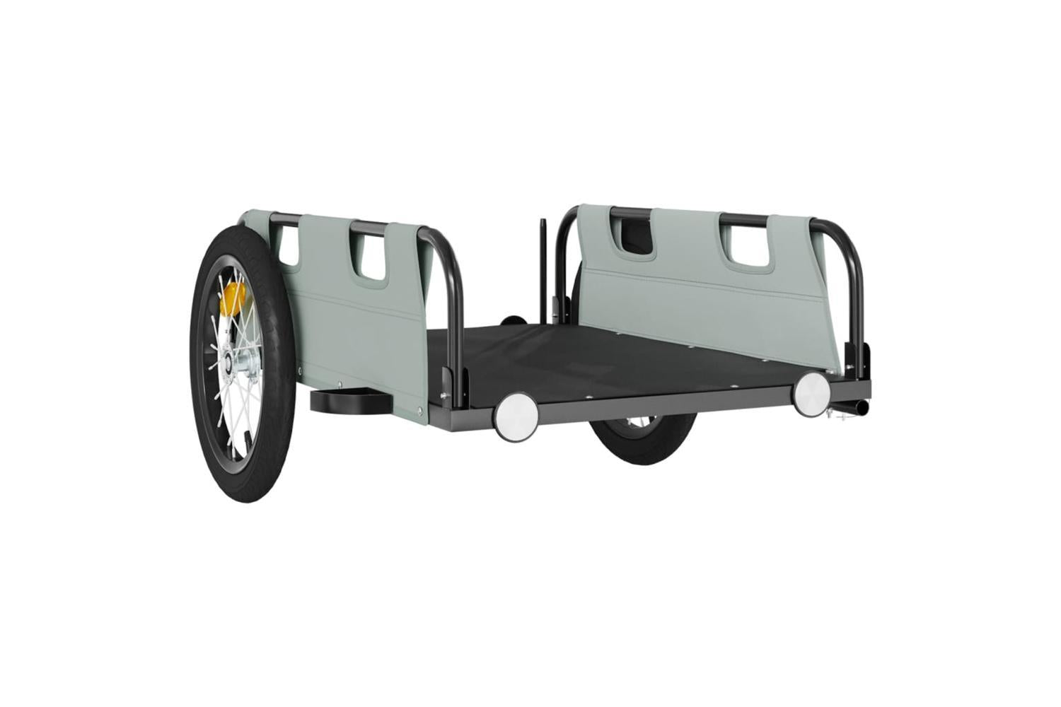 Vidaxl Bike Trailer Grey Oxford Fabric And Iron-4