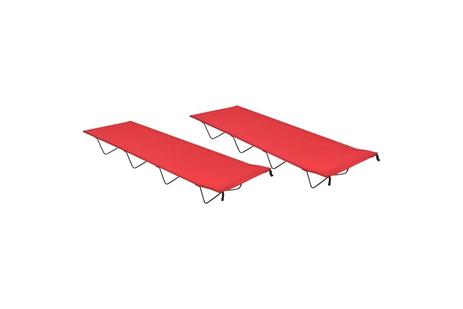 Vidaxl Camping Beds 2 Pcs 180x60x19 Cm Oxford Fabric And Steel Red