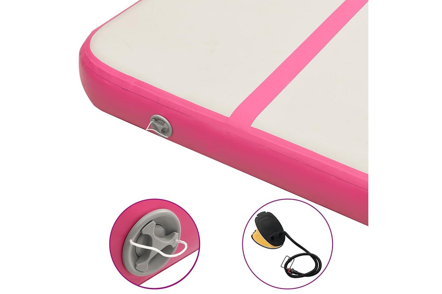 Vidaxl Inflatable Gymnastics Mat With Pump 800x100x15 Cm Pvc Pink-6