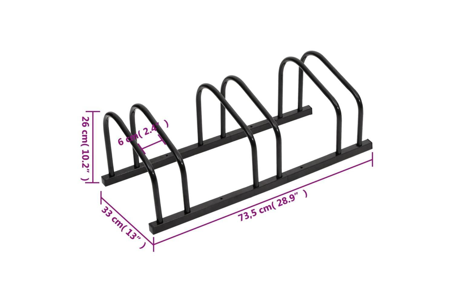 Vidaxl Bike Rack For 3 Bikes Black Steel-6