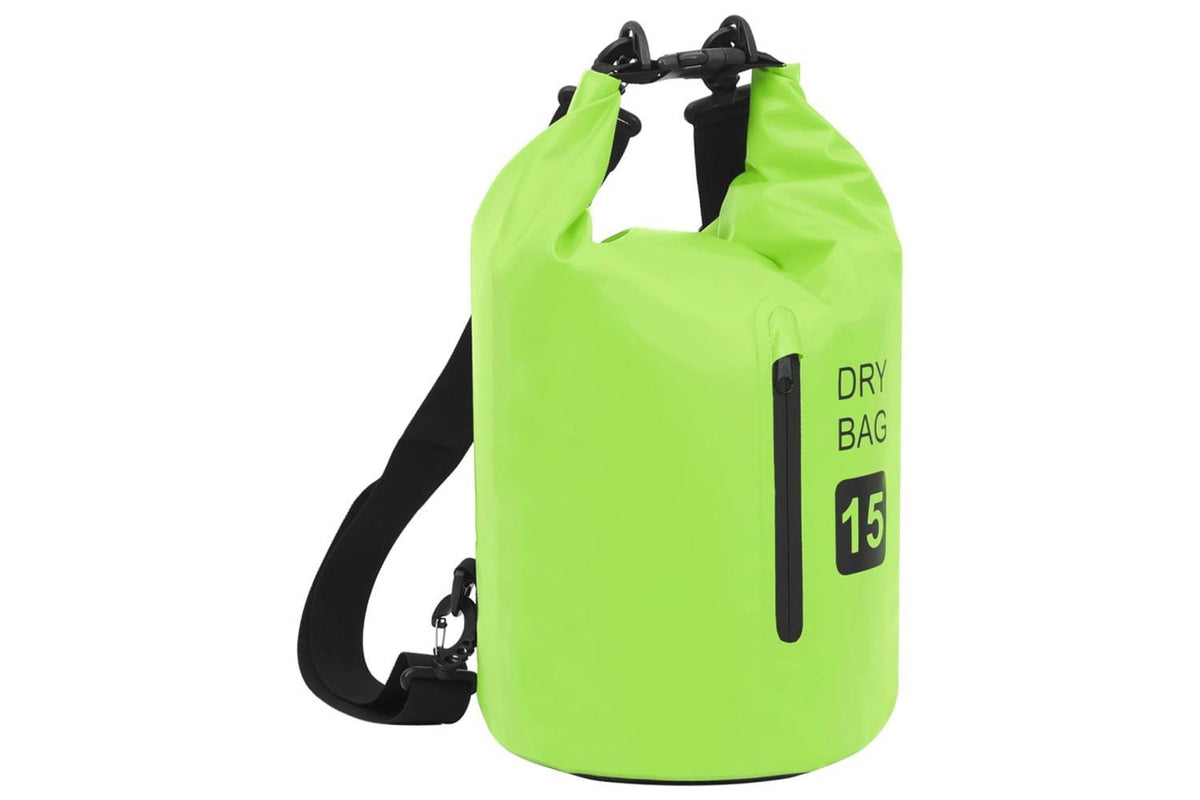 Vidaxl Dry Bag With Zipper Green 15 L Pvc