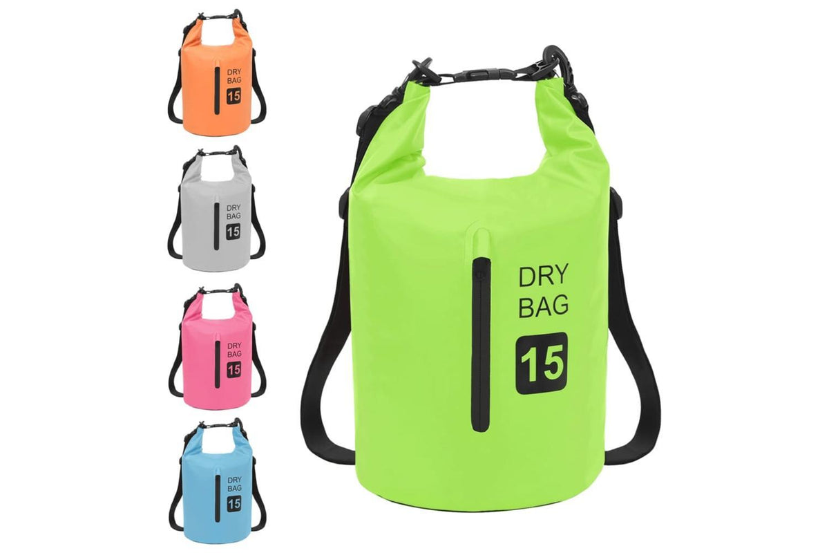 Vidaxl Dry Bag With Zipper Green 15 L Pvc-9