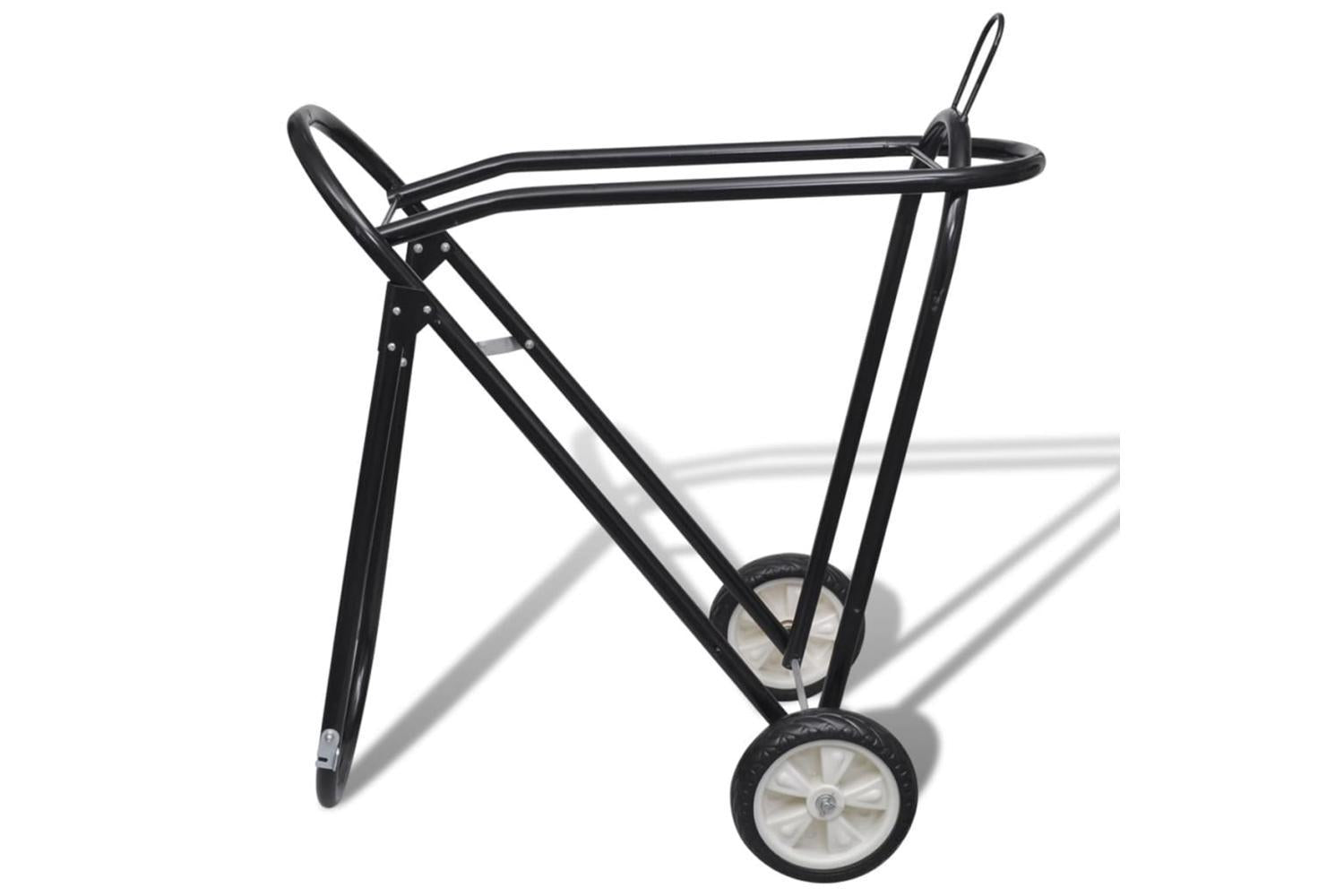 Vidaxl Metal Foldable Saddle Rack With Wheels-2