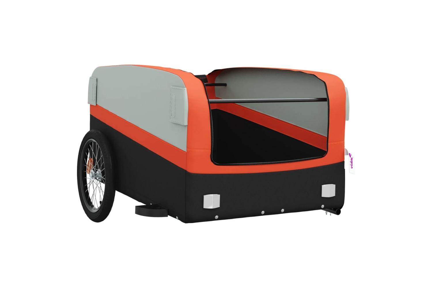 Vidaxl Bike Trailer Black And Orange 45 Kg Iron-5