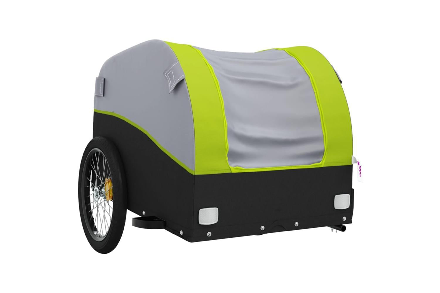 Vidaxl Bike Trailer Black And Green 45 Kg Iron-4