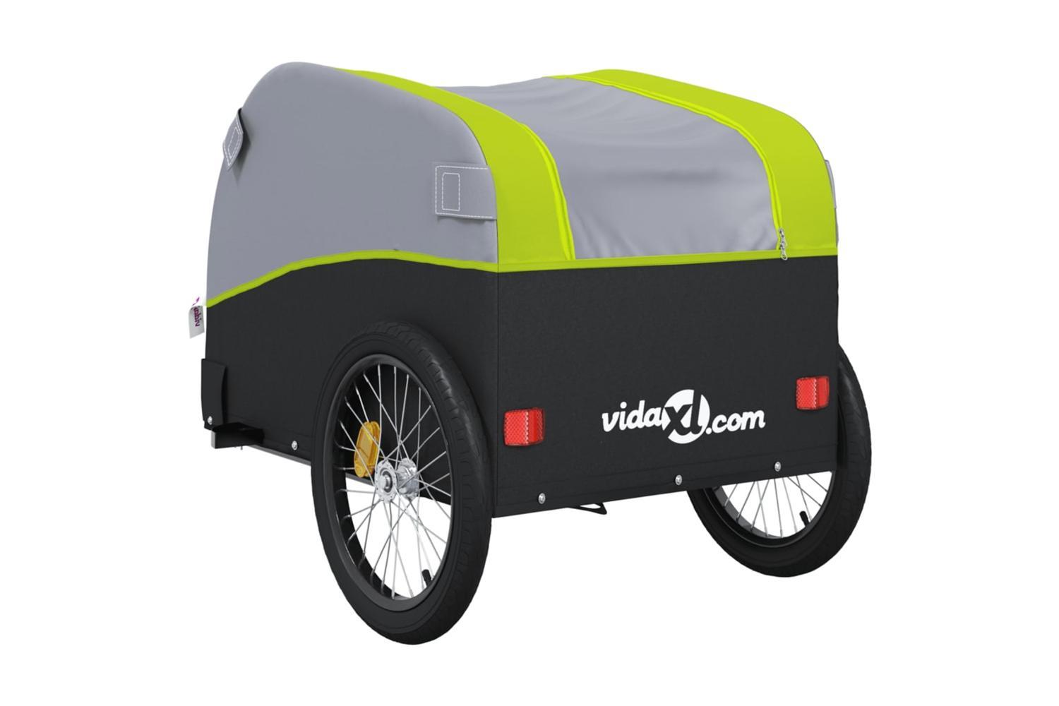 Vidaxl Bike Trailer Black And Green 45 Kg Iron-8