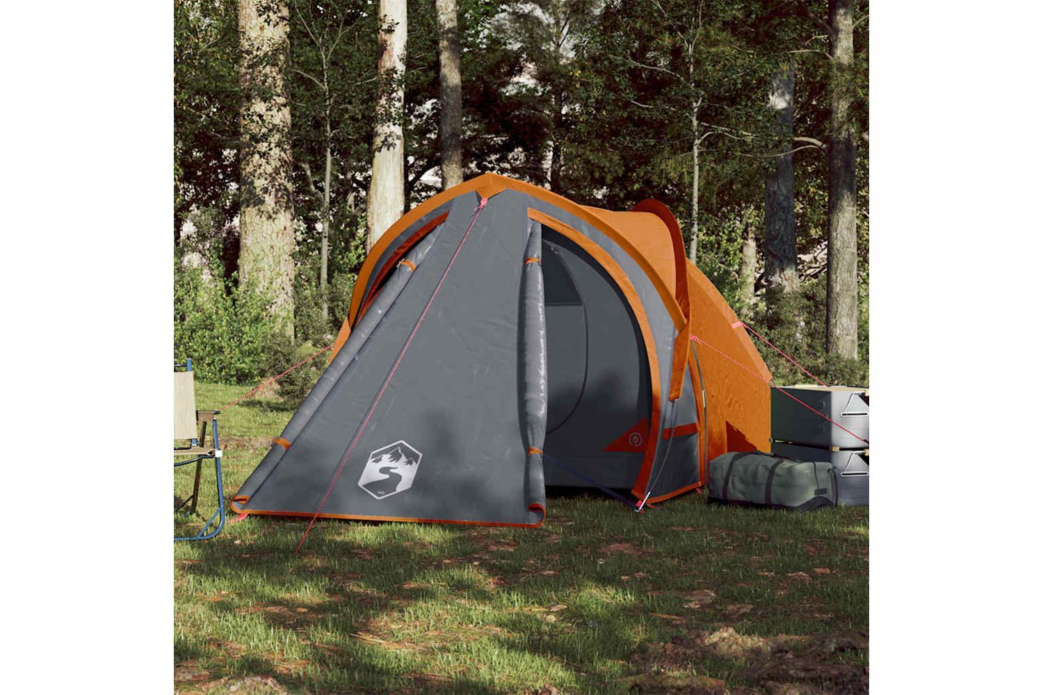 Vidaxl Camping Tent Dome 2-person Grey And Orange Waterproof-3