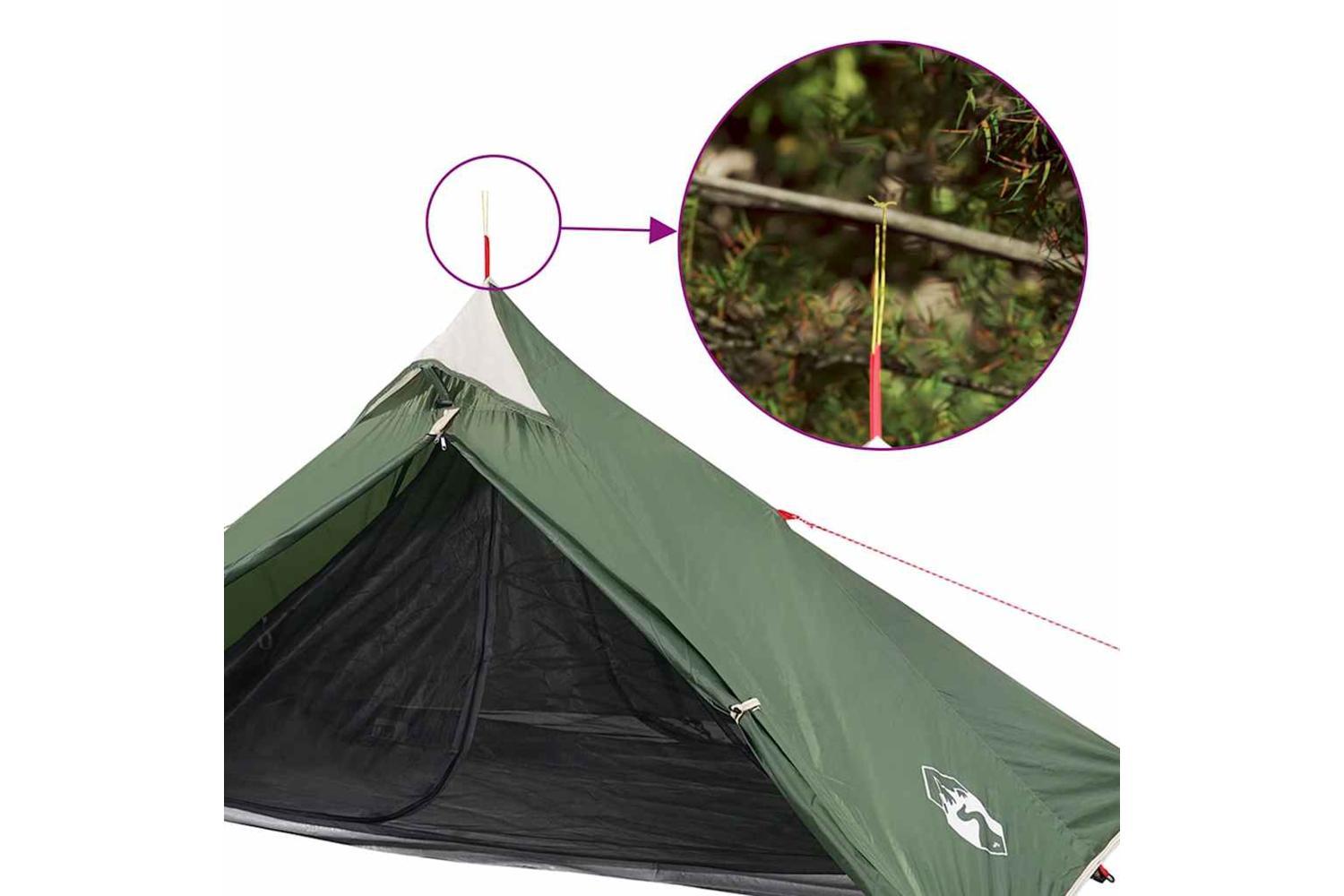 Vidaxl Hanging Tent Tipi 1-person Green Waterproof-10