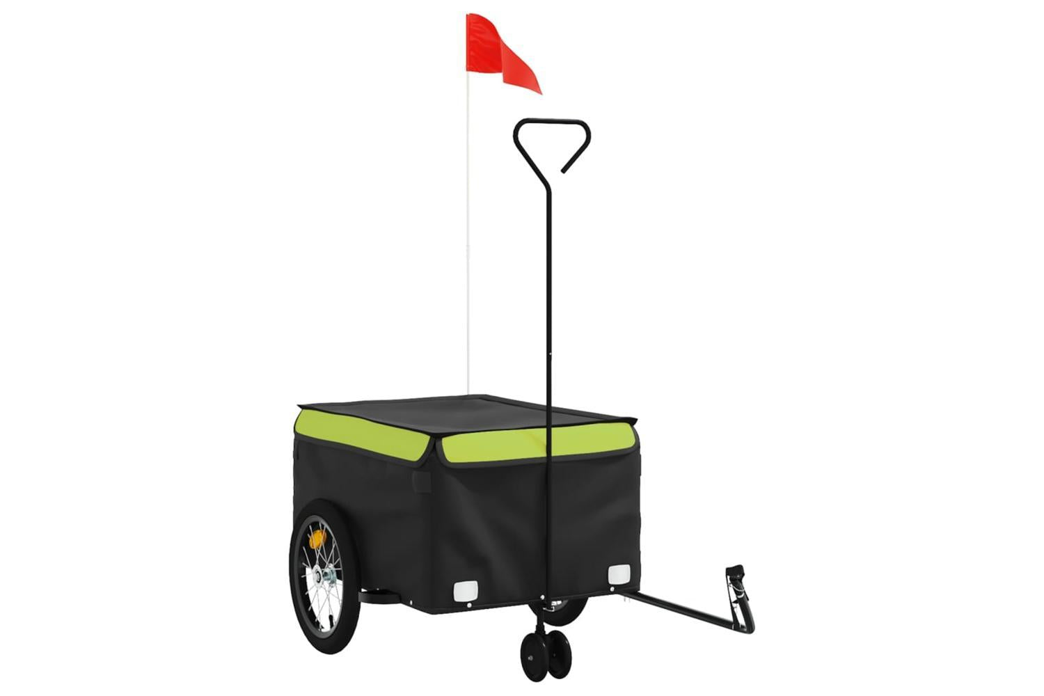 Vidaxl Bike Trailer Black And Green 45 Kg Iron-2