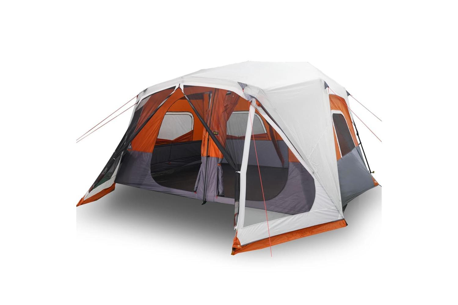 Vidaxl Family Tent With Led 10-person Light Grey And Orange Quick Release-2