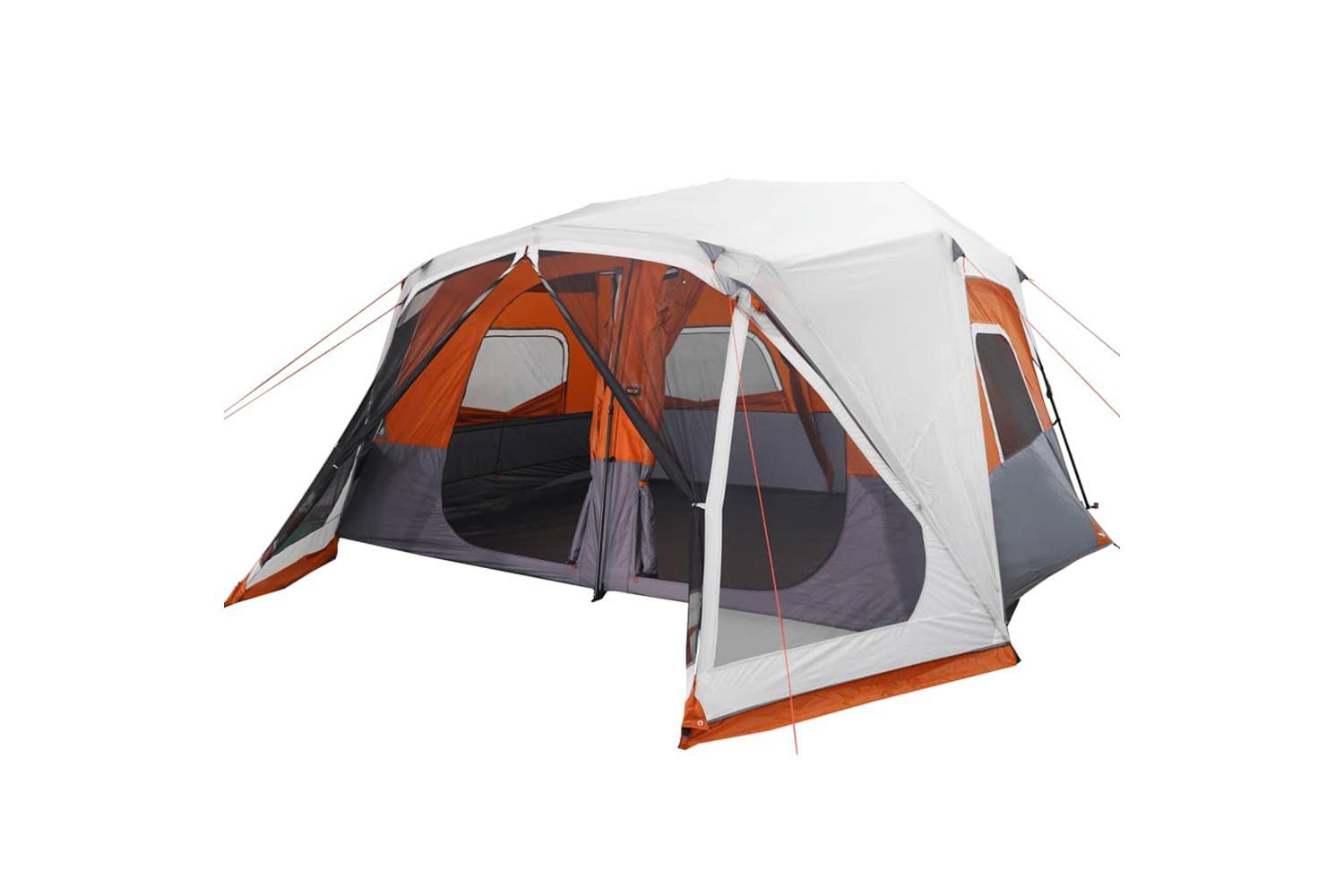 Vidaxl Family Tent With Led 10-person Light Grey And Orange Quick Release-4