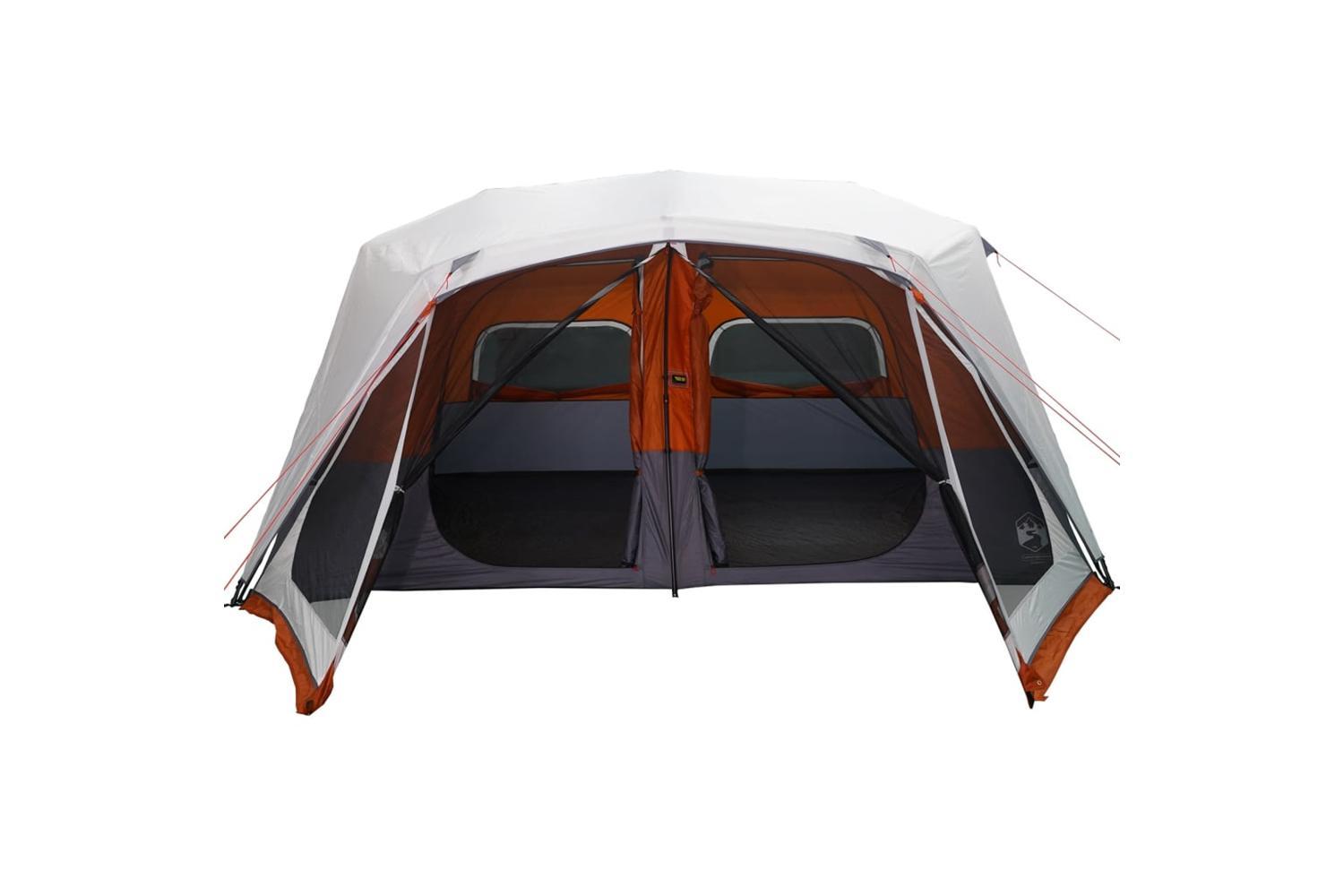 Vidaxl Family Tent With Led 10-person Light Grey And Orange Quick Release-5