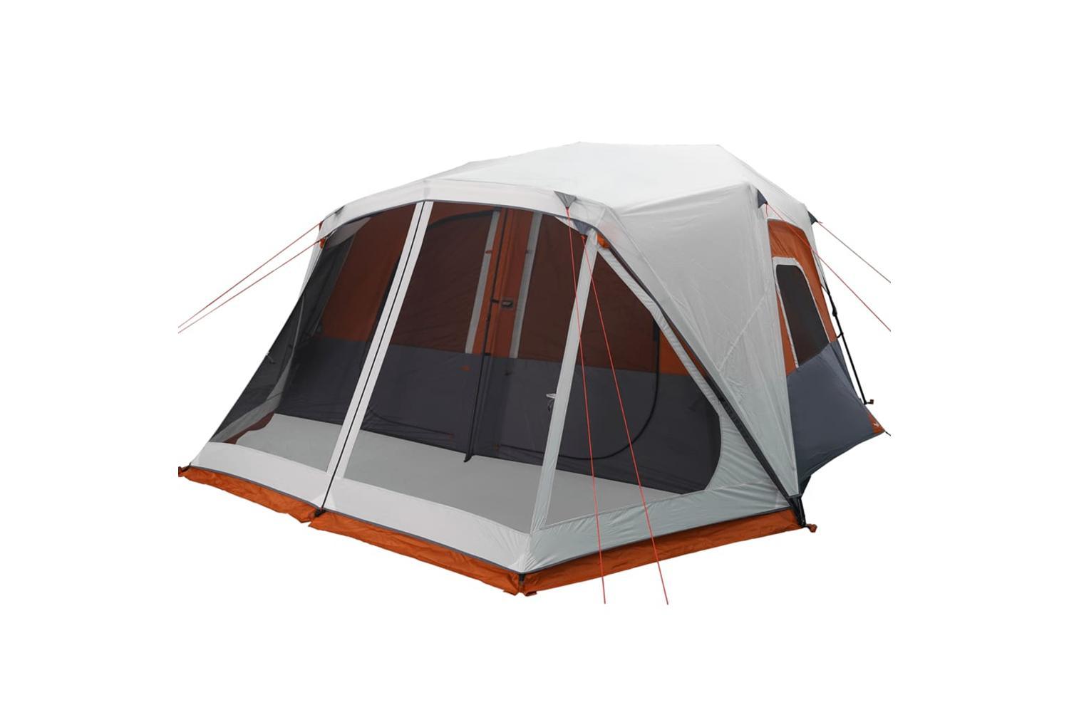 Vidaxl Family Tent With Led 10-person Light Grey And Orange Quick Release-6