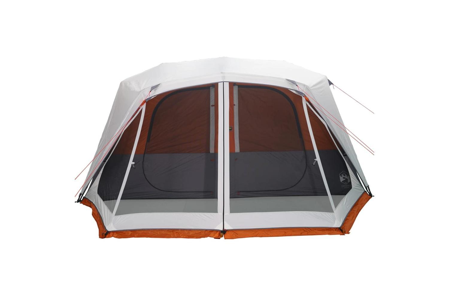 Vidaxl Family Tent With Led 10-person Light Grey And Orange Quick Release-7