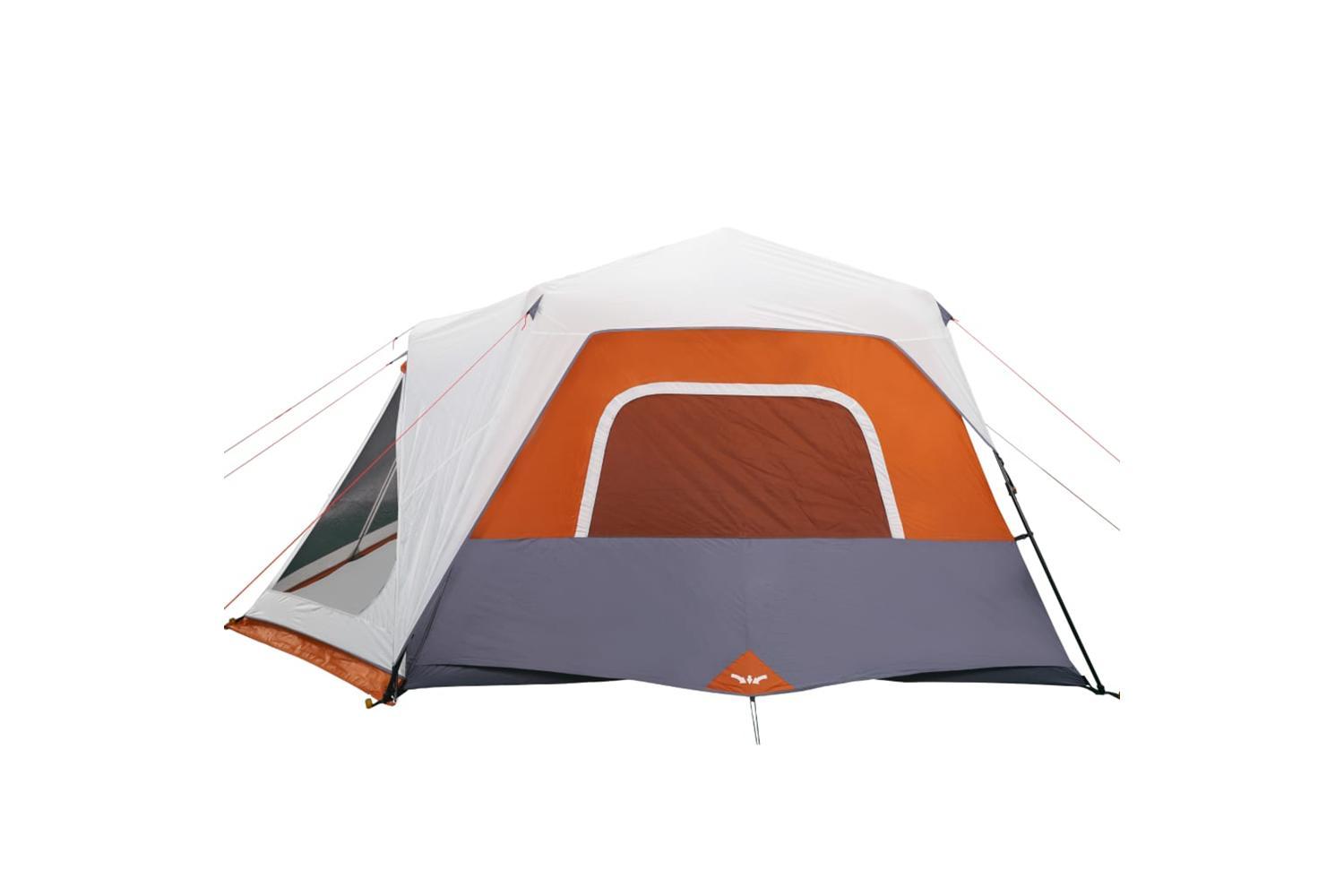 Vidaxl Family Tent With Led 10-person Light Grey And Orange Quick Release-8