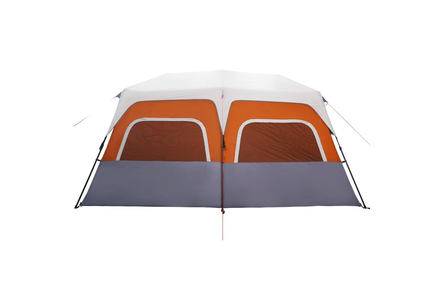 Vidaxl Family Tent With Led 10-person Light Grey And Orange Quick Release-9