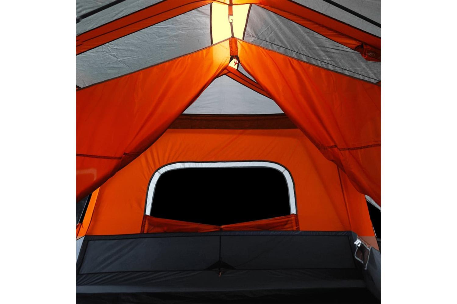 Vidaxl Family Tent With Led 10-person Light Grey And Orange Quick Release-10