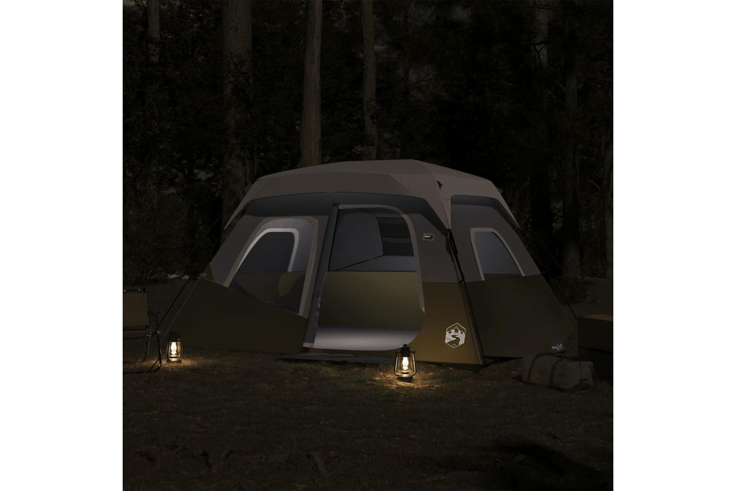 Vidaxl Family Tent With Led 6-person Light Green Quick Release-3