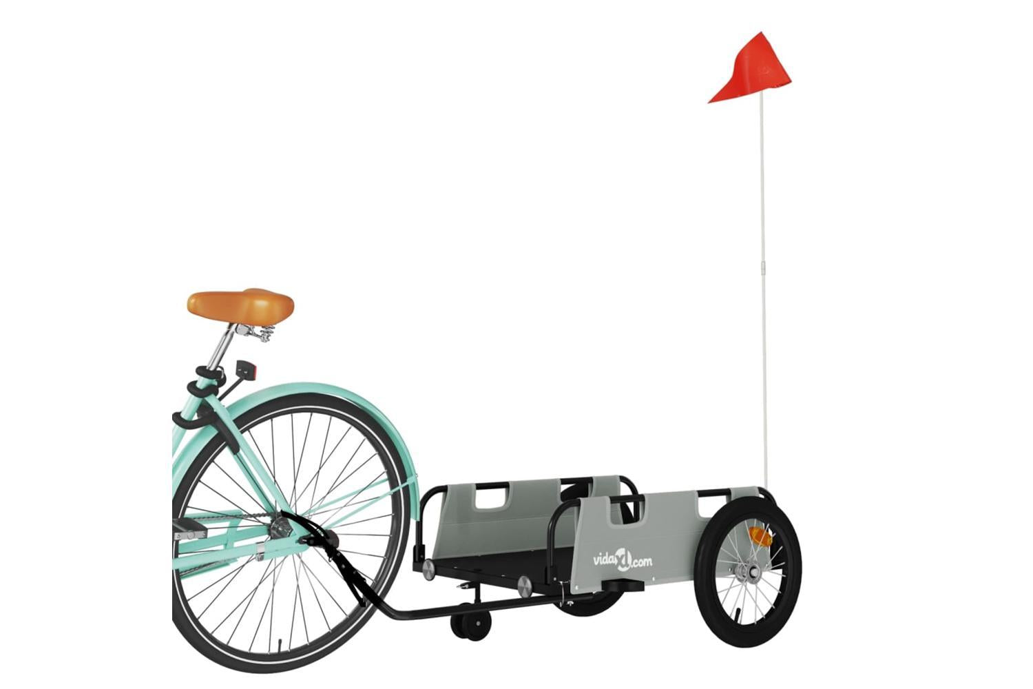 Vidaxl Bike Trailer Grey Oxford Fabric And Iron-3