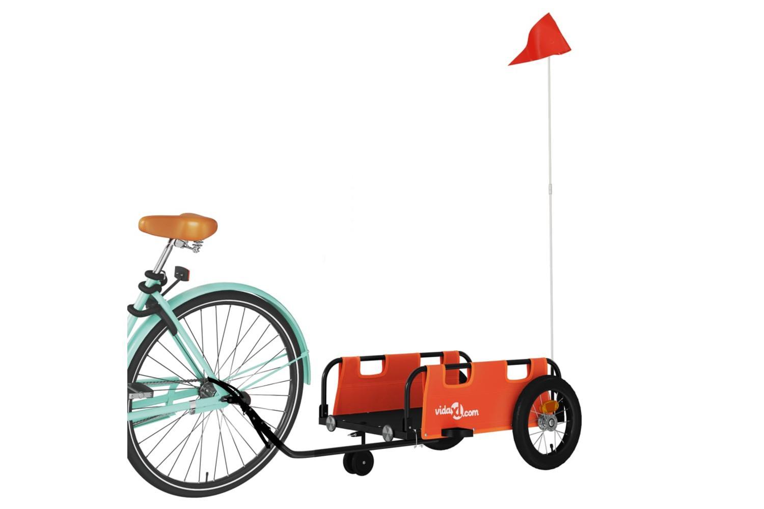 Vidaxl Bike Trailer Orange Oxford Fabric And Iron-3