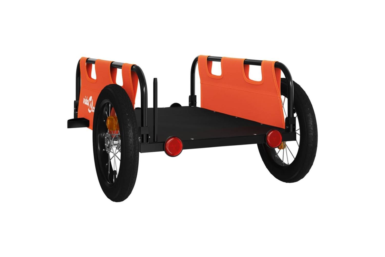 Vidaxl Bike Trailer Orange Oxford Fabric And Iron-7