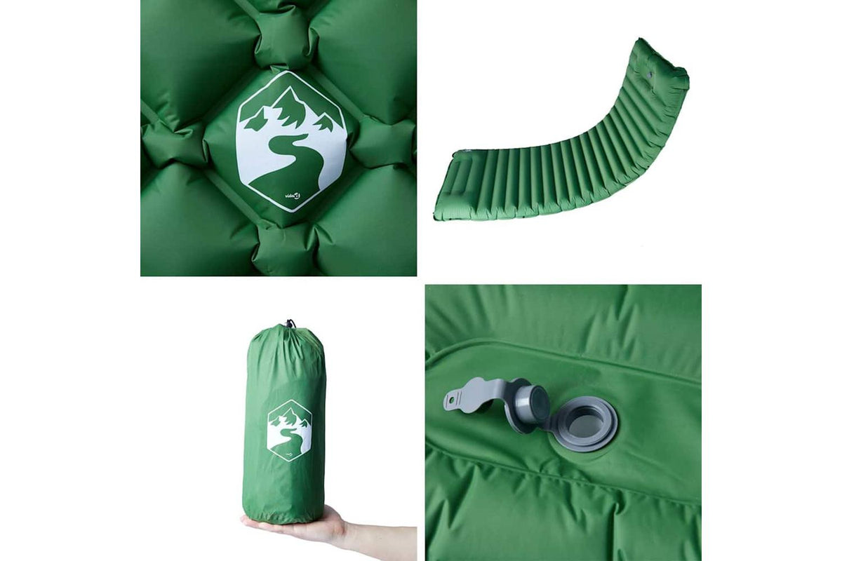Vidaxl Self Inflating Camping Mattress With Pillow 1-person Green-5
