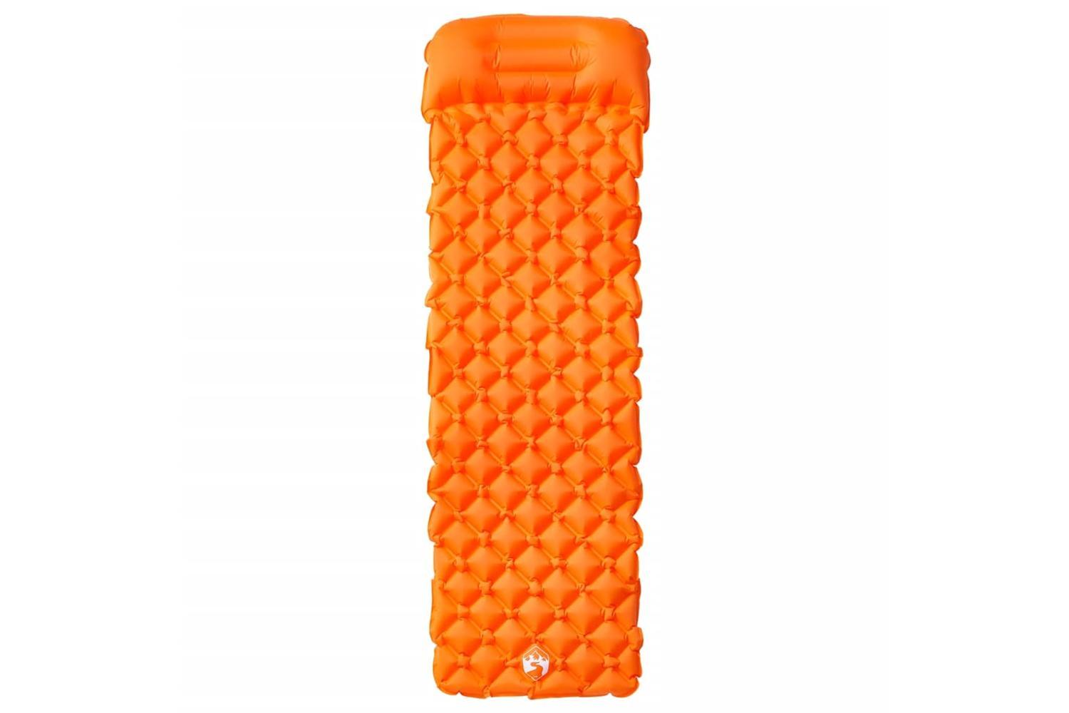 Vidaxl Inflating Camping Mattress With Pillow 1-person Orange-2