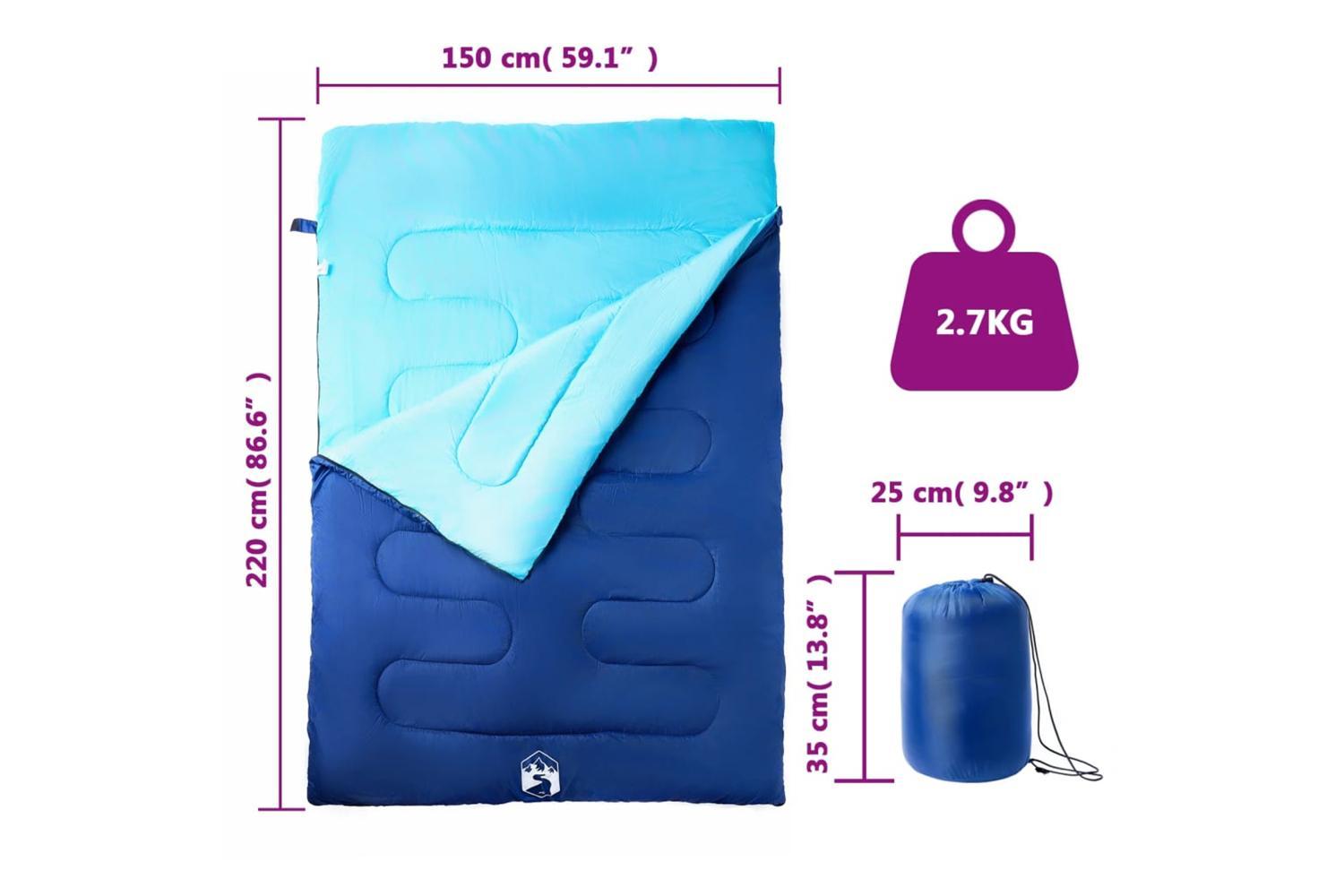 Vidaxl Double Sleeping Bag With Pillows For Adults Camping 3-4 Seasons-5