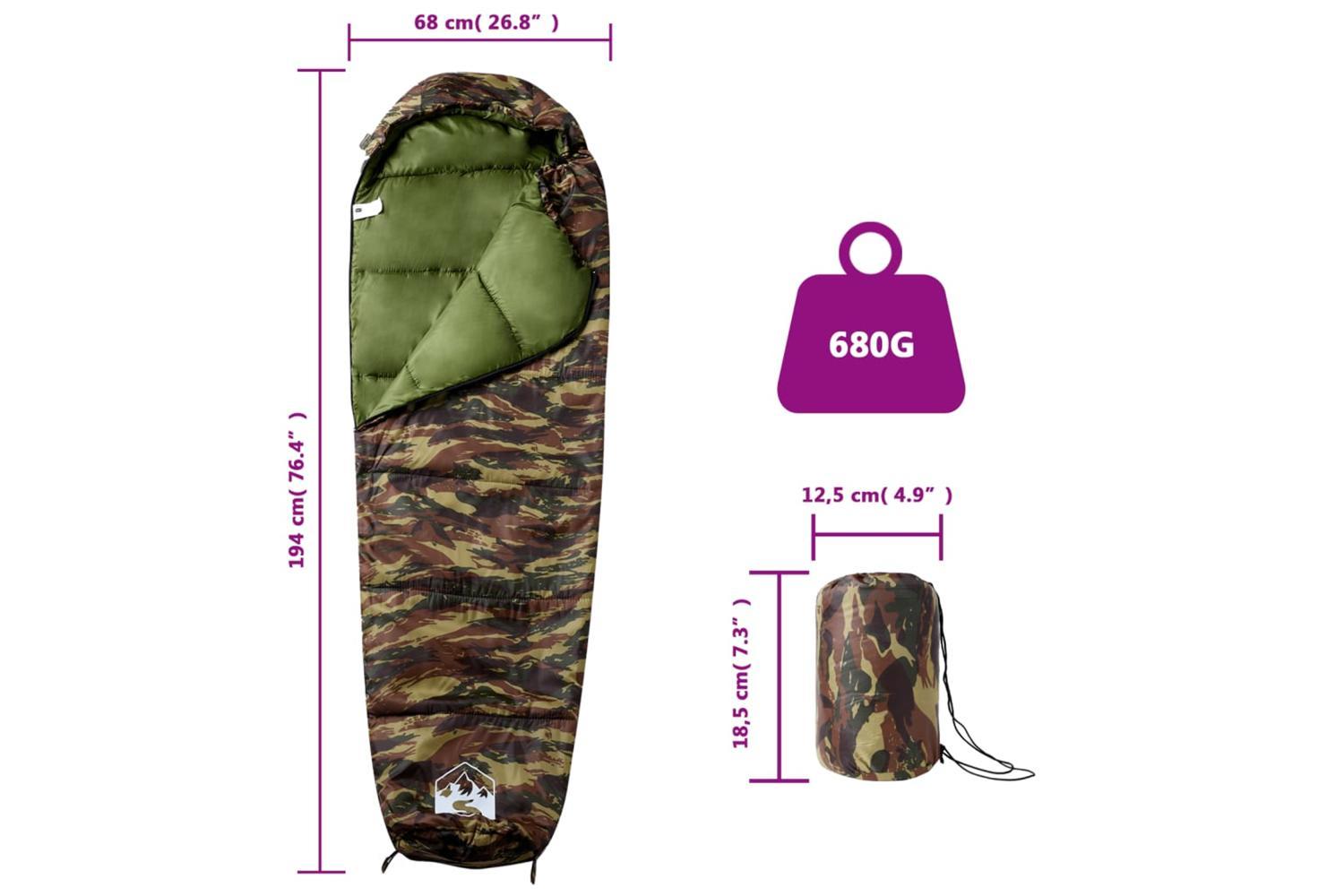 Vidaxl Mummy Sleeping Bag For Adults Camping 3 Seasons-5