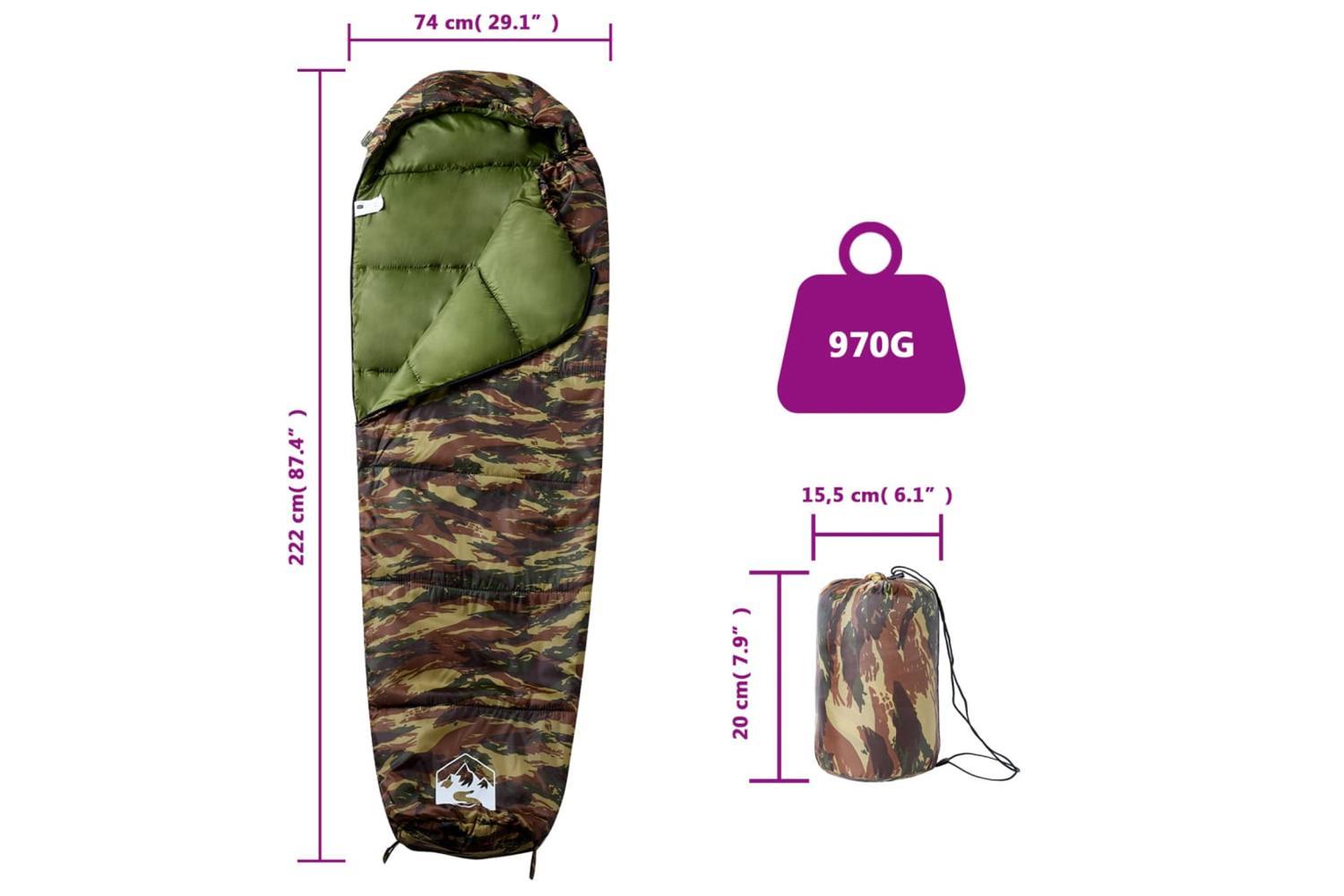 Vidaxl Mummy Sleeping Bag For Adults Camping 3 Seasons-5
