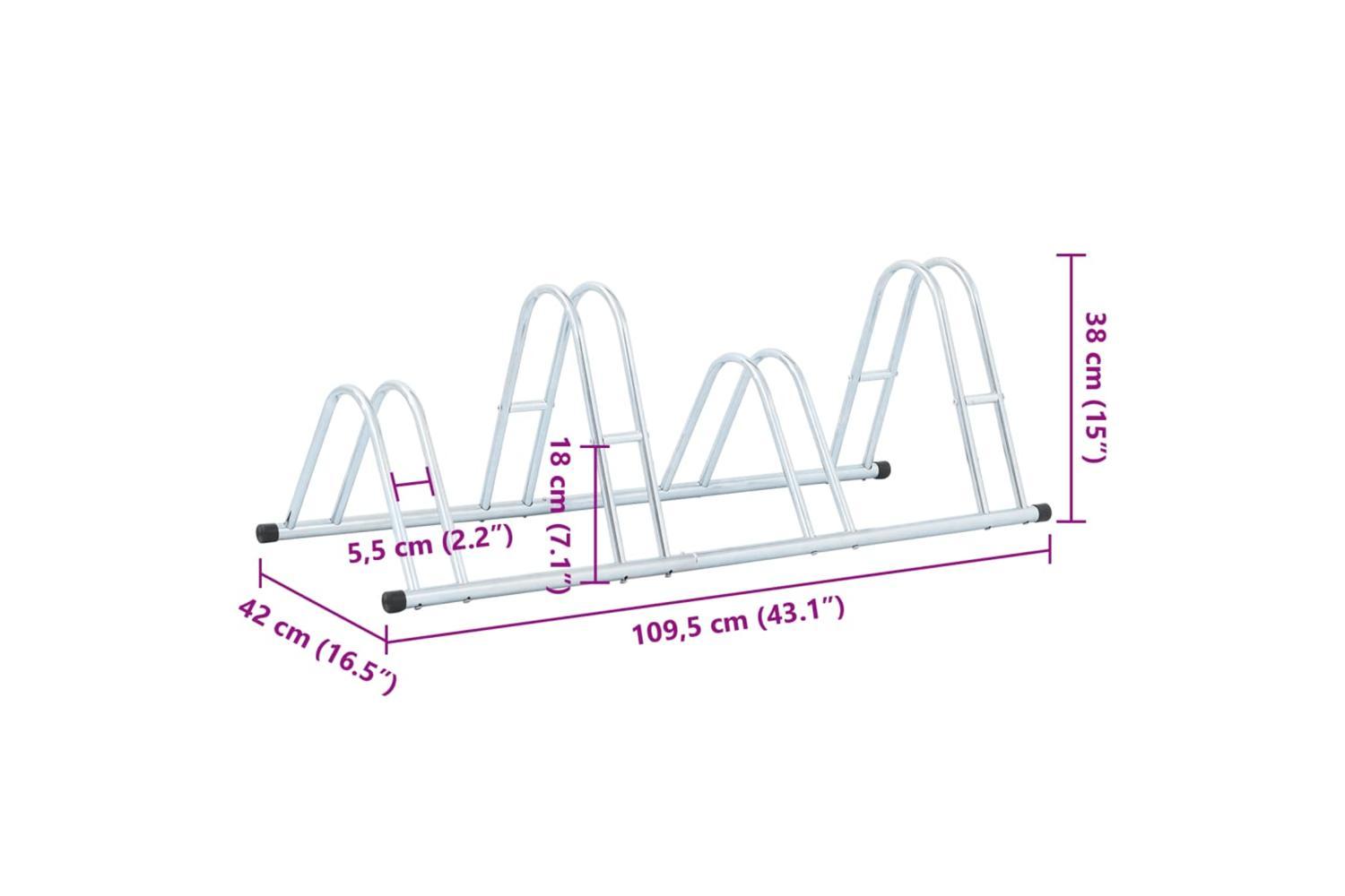 Vidaxl Bicycle Stand For 4 Bikes Floor Freestanding Galvanised Steel-8
