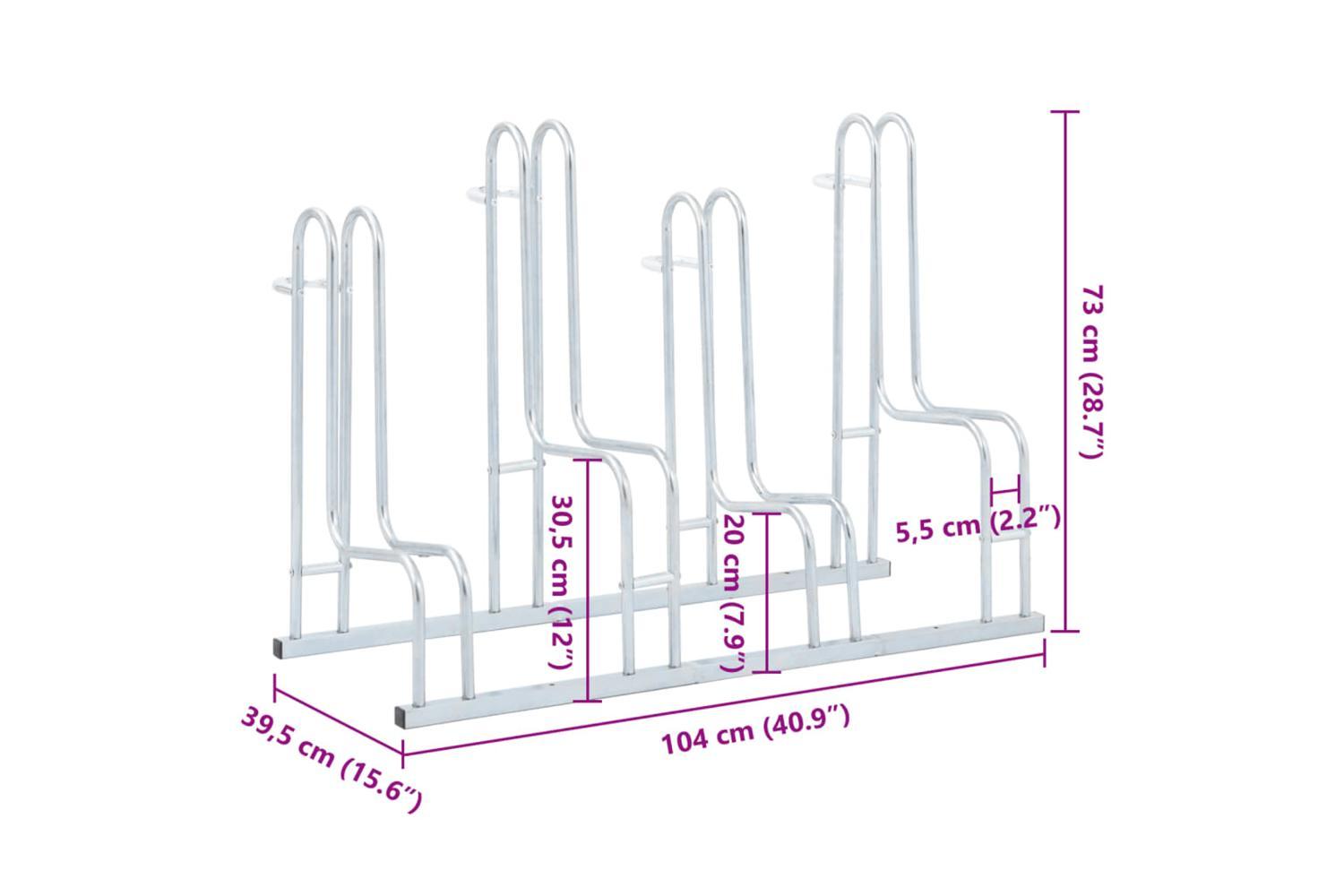 Vidaxl Bicycle Stand For 4 Bikes Floor Freestanding Galvanised Steel-8
