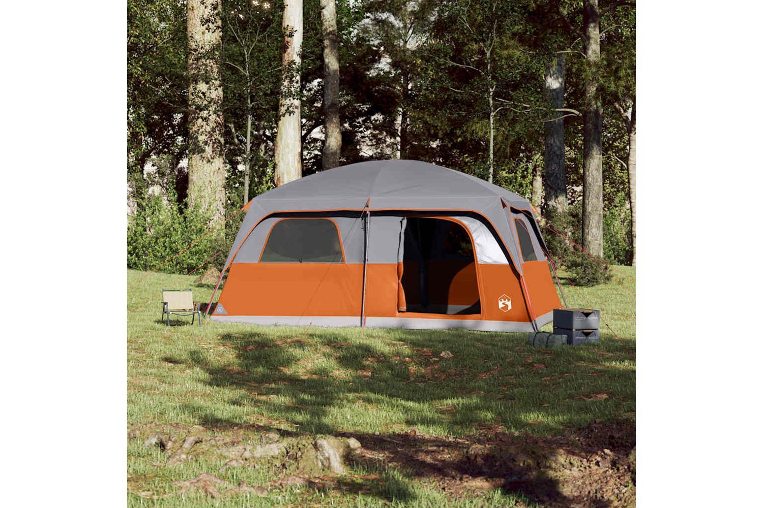 Vidaxl Family Tent Cabin 8-person Grey And Orange Waterproof-3