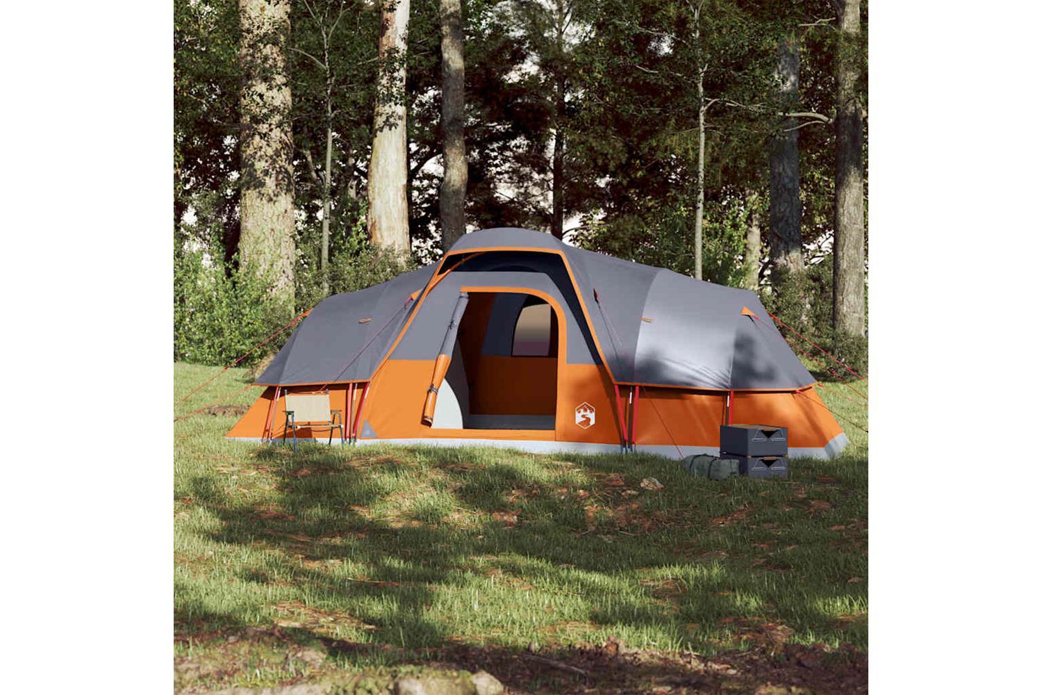 Vidaxl Family Tent Dome 11-person Grey And Orange Waterproof-3
