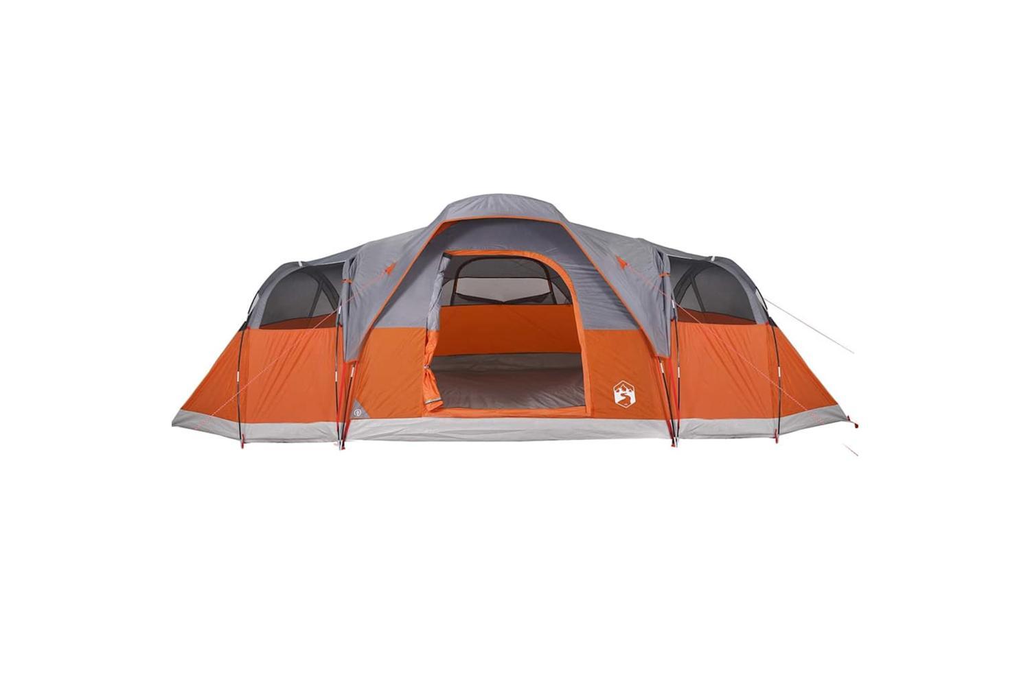Vidaxl Family Tent Dome 11-person Grey And Orange Waterproof-7