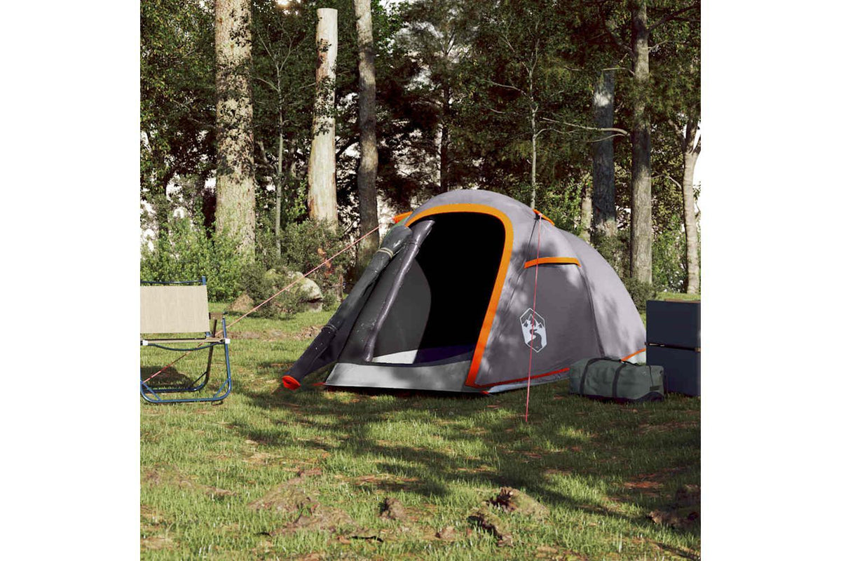 Vidaxl Camping Tent Tunnel 2-person Grey And Orange Waterproof-3