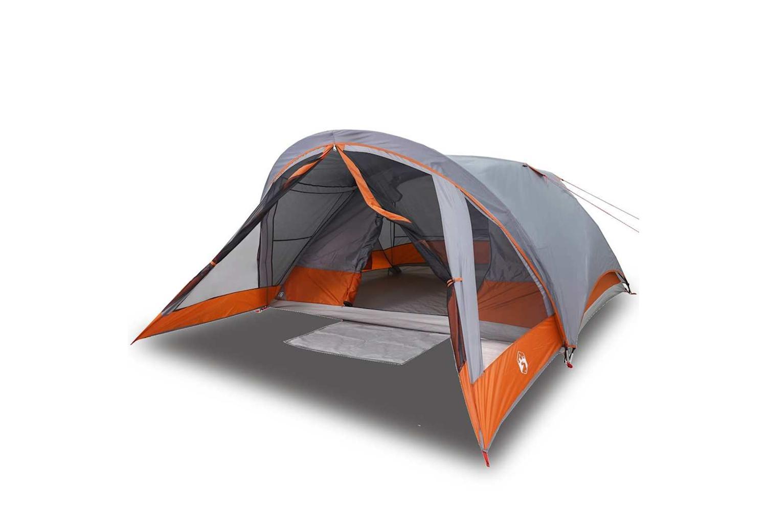 Vidaxl Camping Tent Cabin 4-person Grey And Orange Waterproof-2