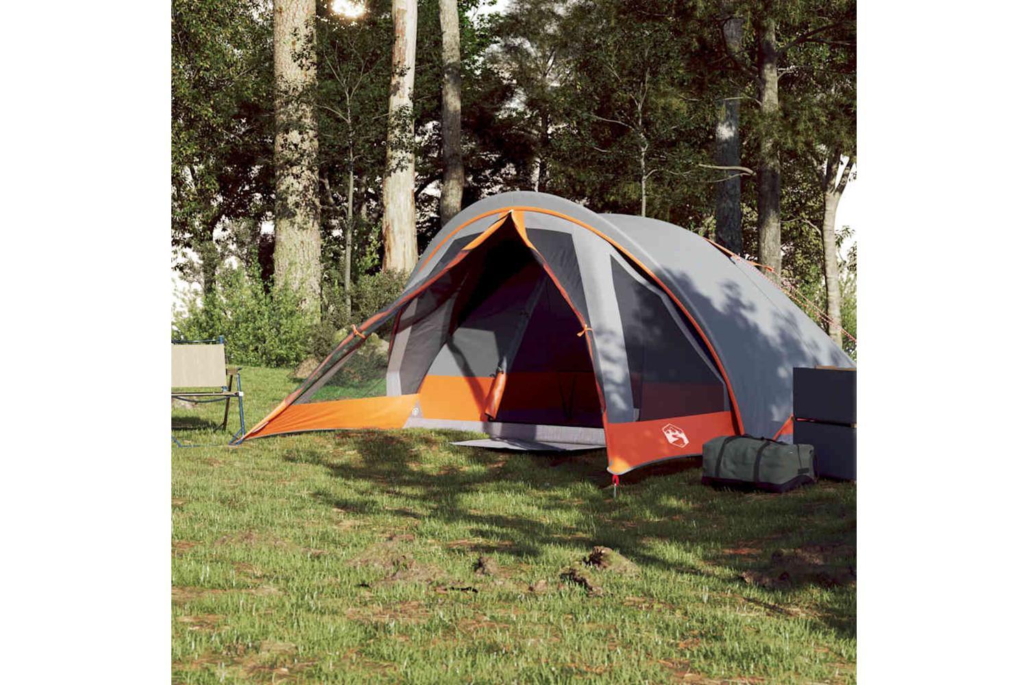 Vidaxl Camping Tent Cabin 4-person Grey And Orange Waterproof-3