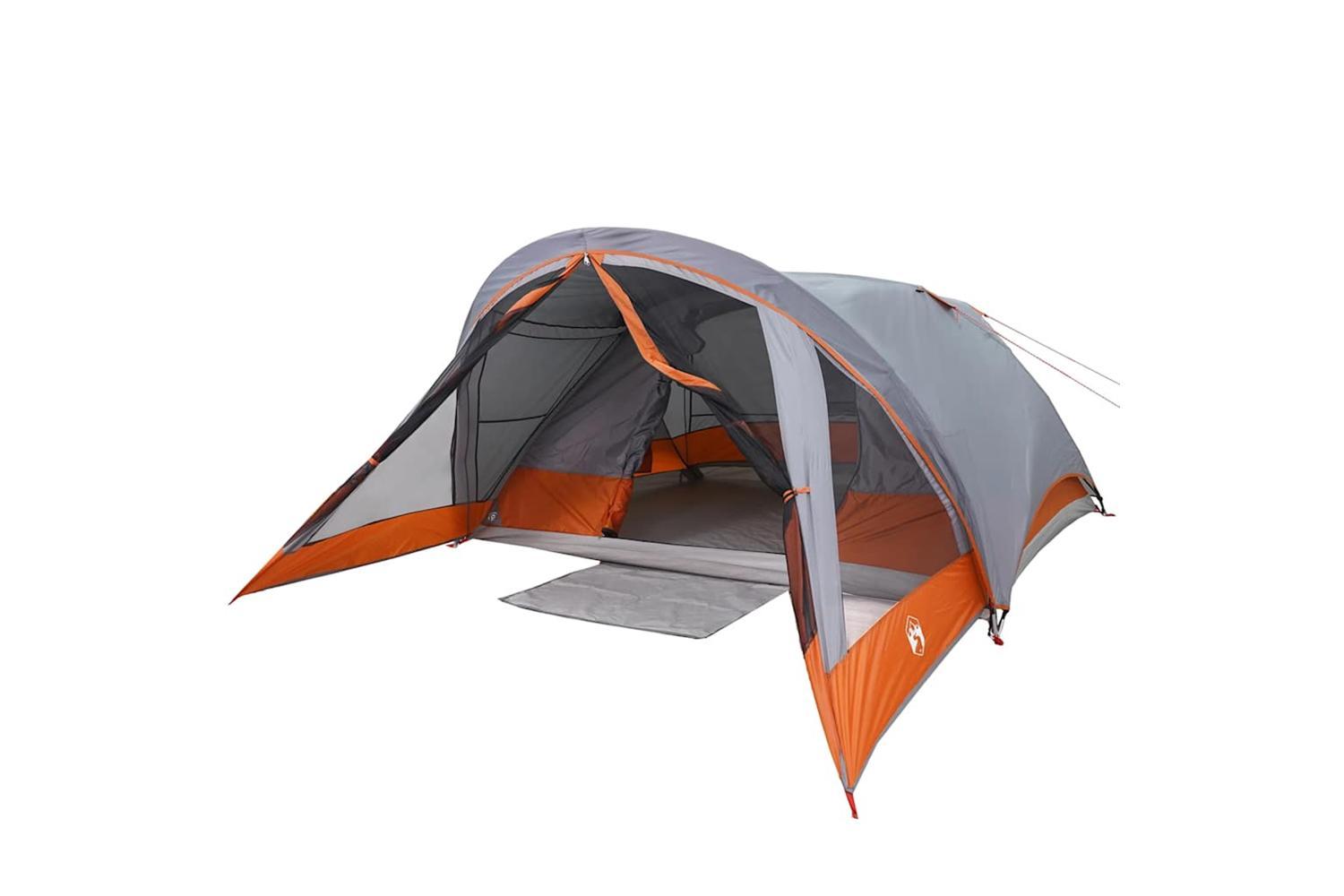 Vidaxl Camping Tent Cabin 4-person Grey And Orange Waterproof-4
