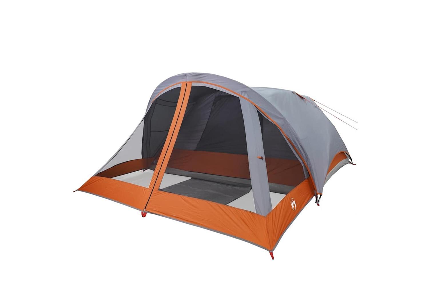 Vidaxl Camping Tent Cabin 4-person Grey And Orange Waterproof-5