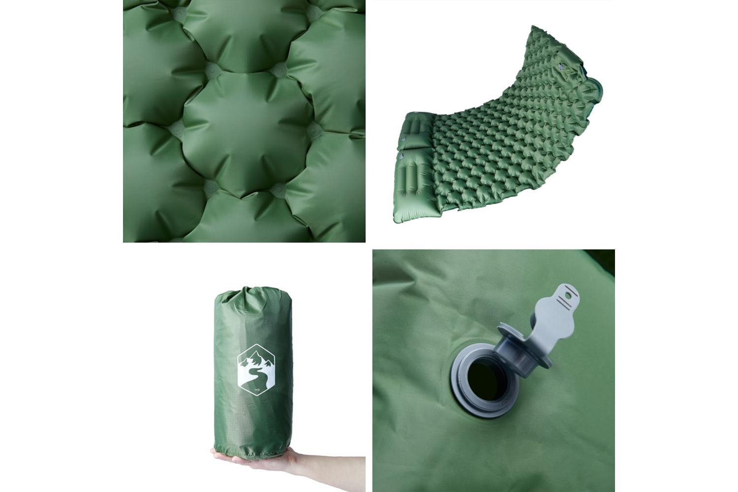 Vidaxl Self Inflating Camping Mattress With Pillows 2-person Green-5