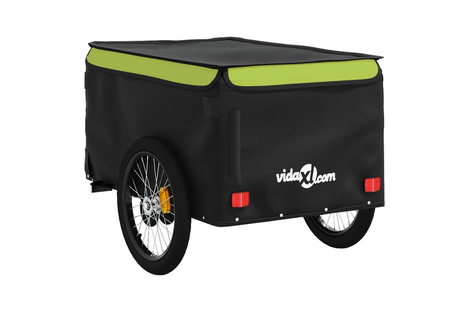 Vidaxl Bike Trailer Black And Green 45 Kg Iron-8