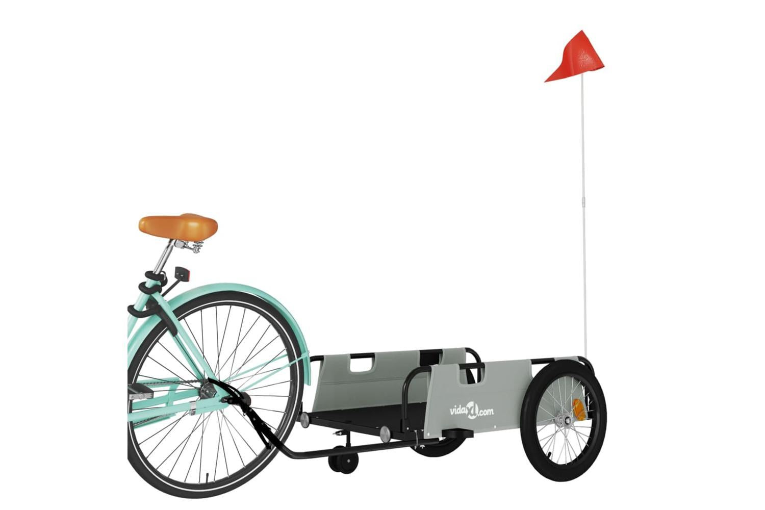 Vidaxl Bike Trailer Grey And Black Oxford Fabric And Iron-3
