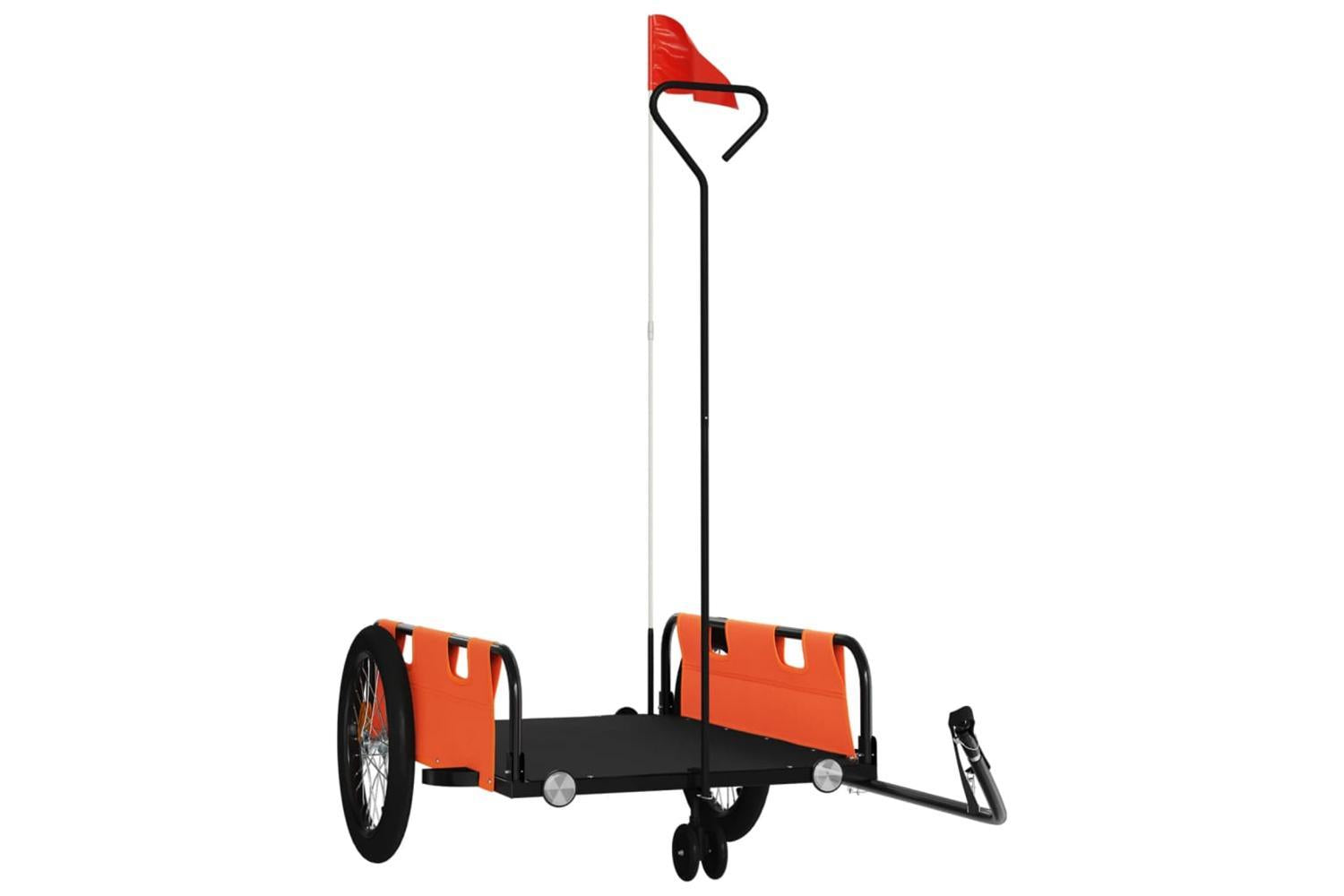 Vidaxl Bike Trailer Orange And Black Oxford Fabric And Iron-2