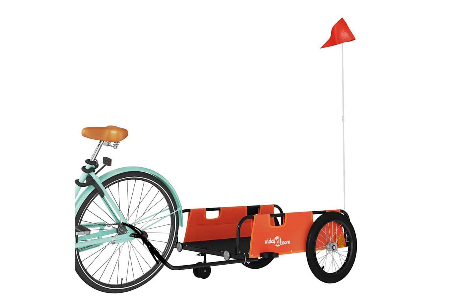 Vidaxl Bike Trailer Orange And Black Oxford Fabric And Iron-3