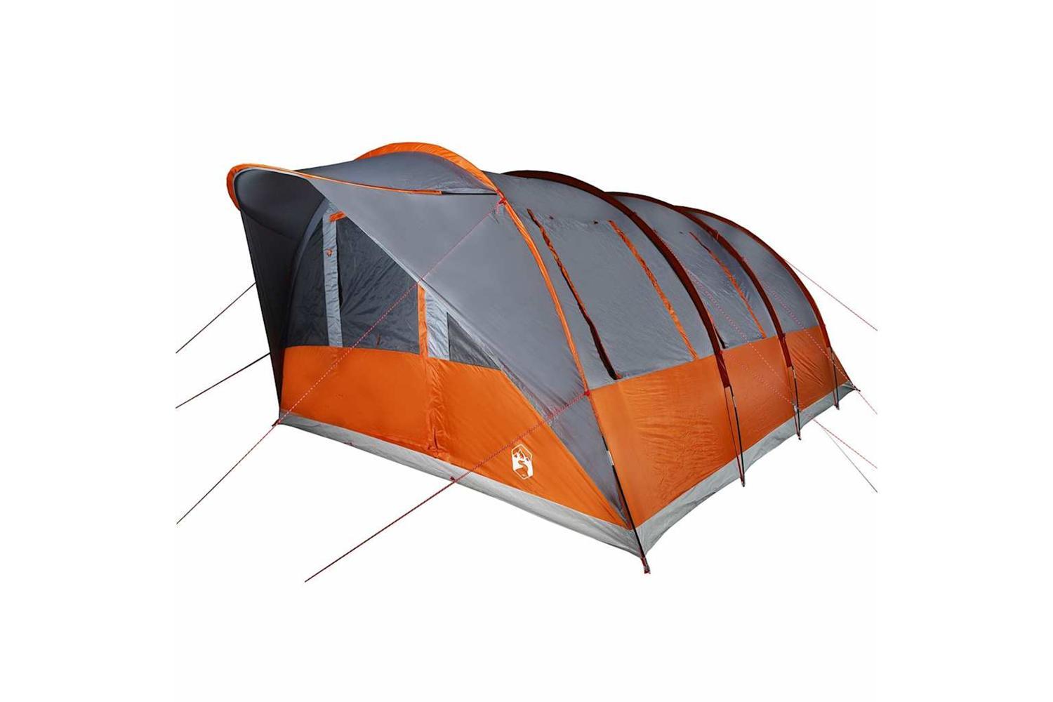 Vidaxl Family Tent Tunnel 7-person Grey And Orange Waterproof-2