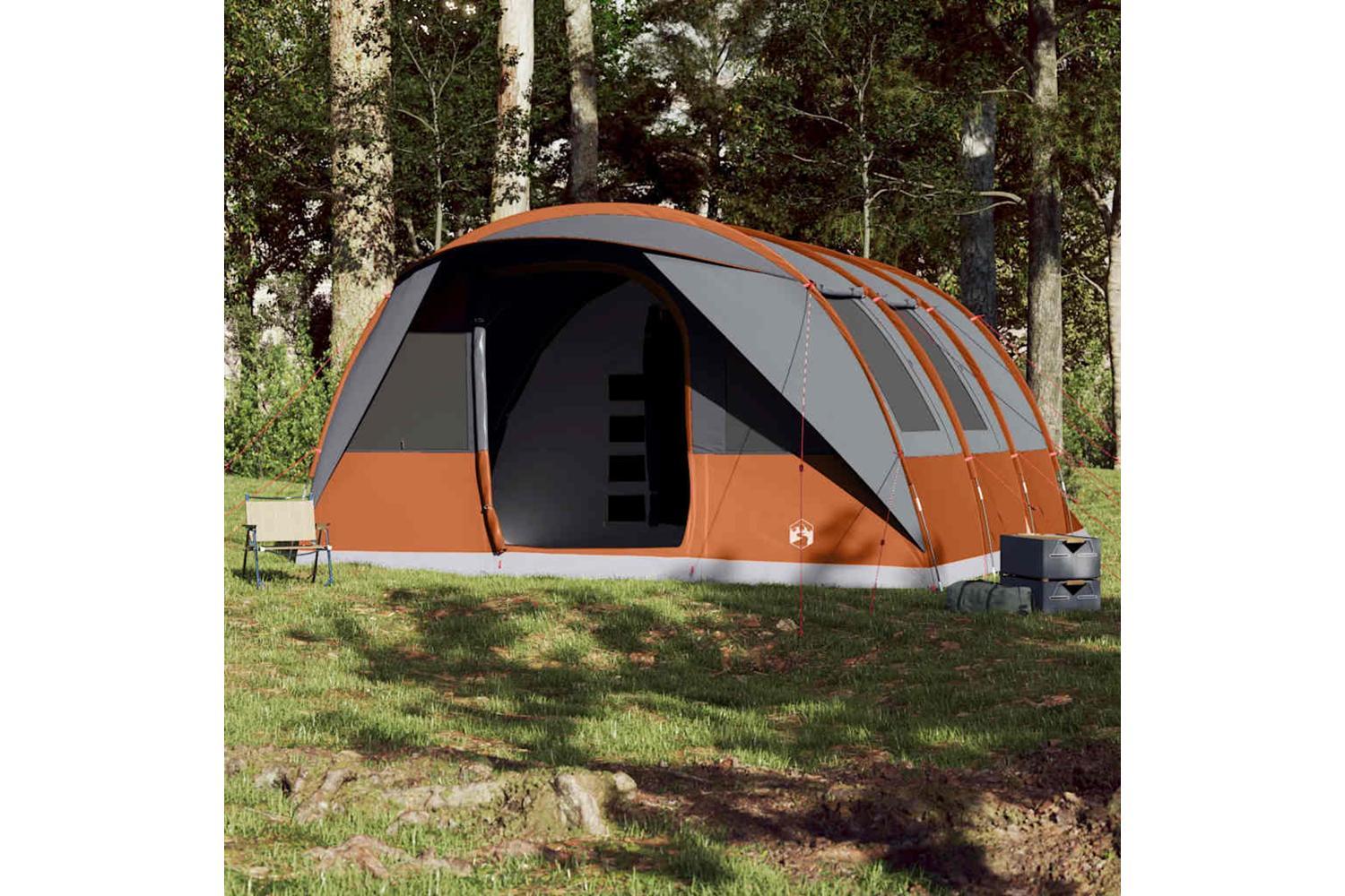 Vidaxl Family Tent Tunnel 7-person Grey And Orange Waterproof-3