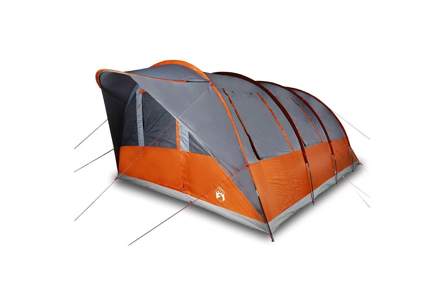 Vidaxl Family Tent Tunnel 7-person Grey And Orange Waterproof-4