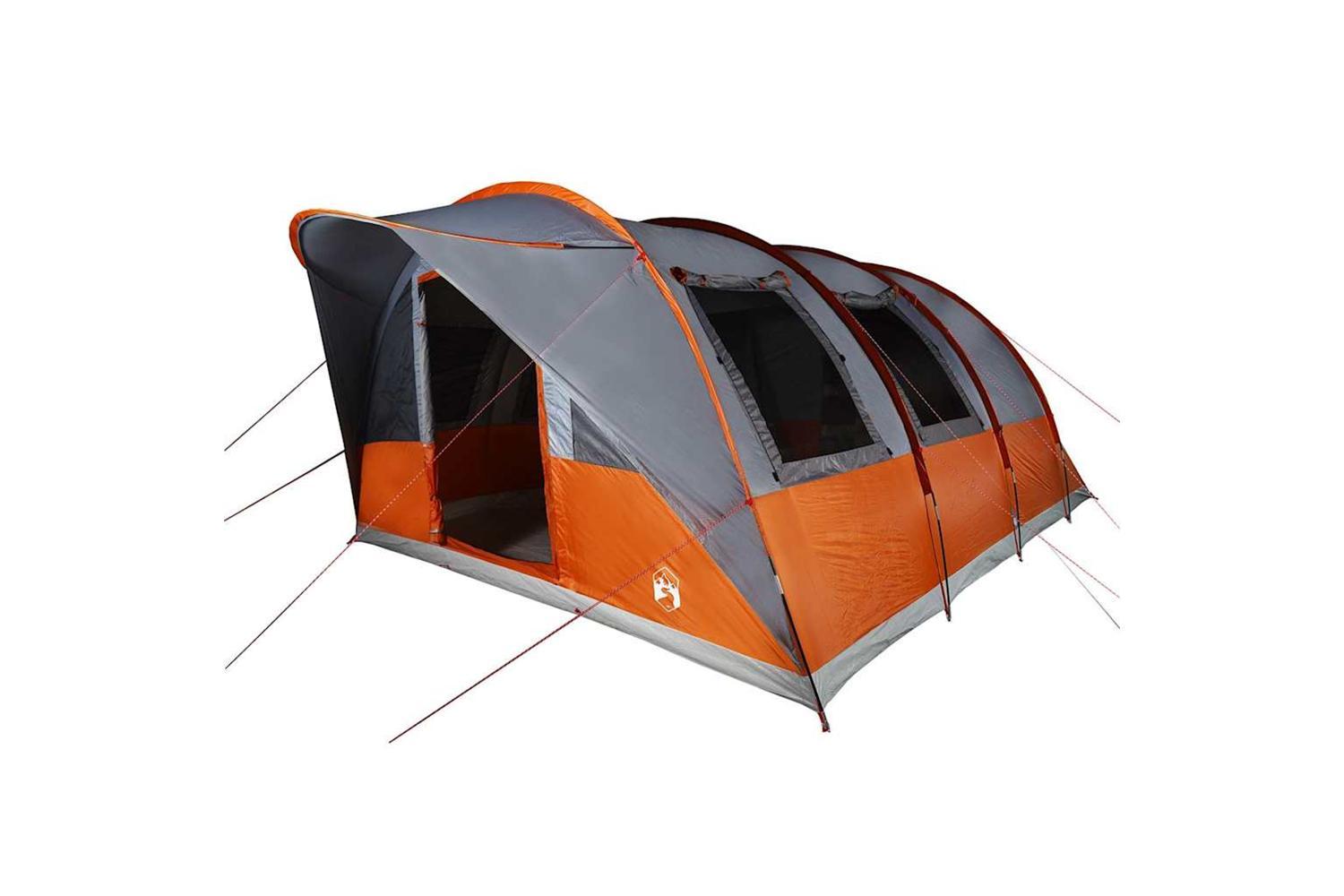 Vidaxl Family Tent Tunnel 7-person Grey And Orange Waterproof-5
